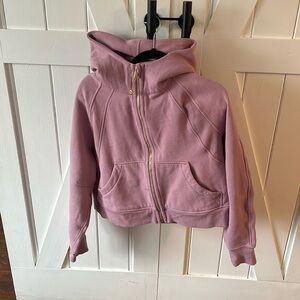 Lululemon Rose blush cropped scuba full zip hoodie
